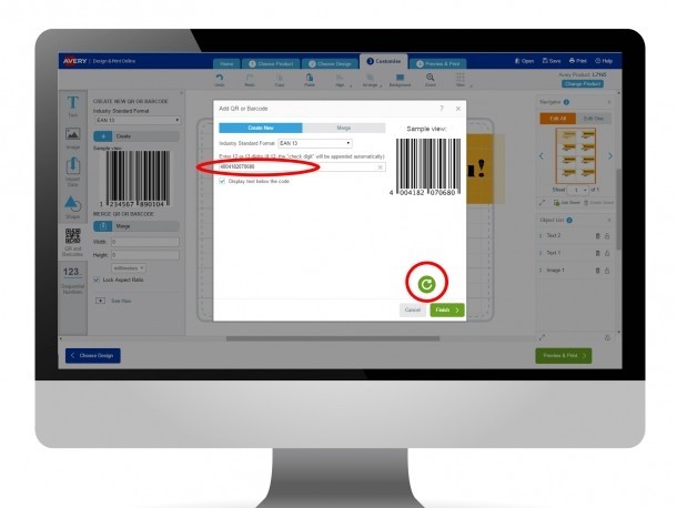 Create a single barcode - Input your code number