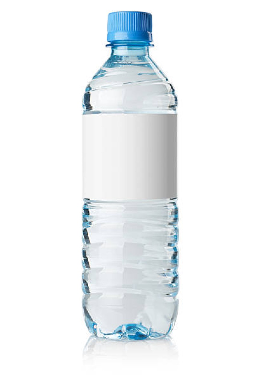 Water bottle with a blank label